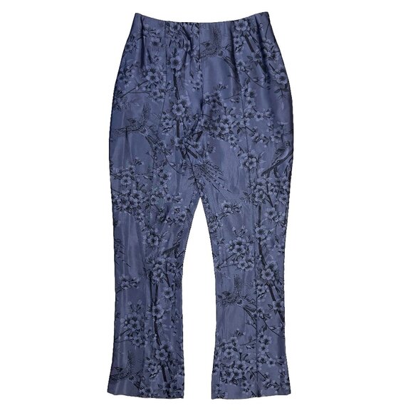 NINA RICCI Haute Boutique Paris VTG Lilac Designer Flowers Tailored Trouser s 40 - Picture 2 of 9